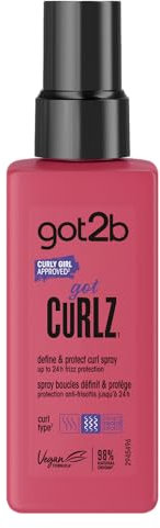 Got2b - Got Curlz - Spray Boucles - Definit & Protege - Protection anti-frisottis jusqu’à 24 h - Formule Vegane - 98% d'ingrédients d'origines naturelles - 150 ml