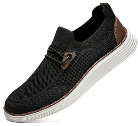 CAIQDM Zapatos cómodos Antideslizantes para Hombres Zapatos Casuales para Caminar Casuales Retro Moda Ligera y Transpirable de Jogging Moda Negro 43 EU