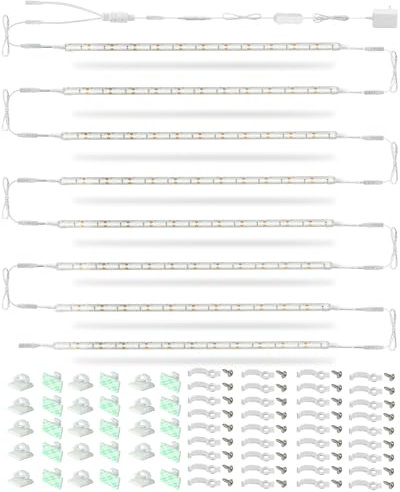 Cefrank Set di luci a LED ultra luminose da 20W scaffali - 8 strisce da 30 cm 2000 lm flessibili e durevoli per librerie armadi dispensa (Bianco Caldo)
