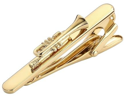 Dsnyu Krawattenklammer Edelstahl, Tie Clip Gold Trompete Hemd Anzug Herren Schmuck für Geburtstag Hochzeit