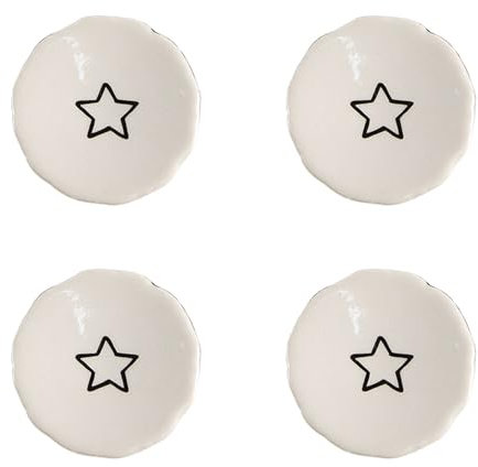 Clayre & Eef Türknauf 4er Set Ø 4 cm Beige Keramik Stern Möbelknopf