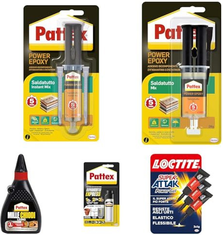 Pattex Power Epoxy Saldatutto Mix 5 minuti, forte colla epossidica bicomponente a elevata tenuta finale, colla multiuso adatta per quasi ogni materiale, 1x12g