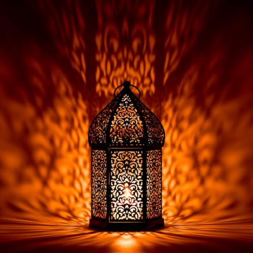 Orientalische Laterne Yashar handgemacht aus Metall in Gold 27 cm hoch
