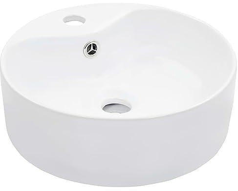 Brokky Lavandino con Troppopieno 36x13 cm in Ceramica Bianco-Ceramica,Finitura Lucido - Lavandino Design Moderno Bacinella Lavamani Lavello Sanitari Bagno