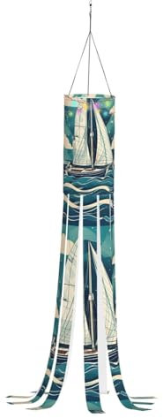Leichter Halloween-Windsack mit Ozean-Segelboot-Druck, festliche Herbstbaum-Geister-Halloween-Dekorationen