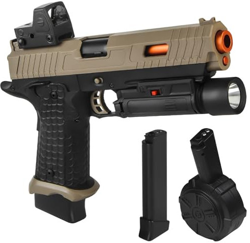 Gel Blaster Spielzeug JM-X5 Splatter Halloween Toys mit Brille,Elektrische Gel Launcher Spielzeug Weihnachten Neujahr Outdoor-Spiele und Spaß im Garten 14+,Sand gefärbt