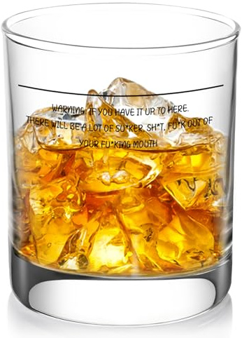 Wixelon Whisky Glasses, Funny Whiskey Gift for Men, Minimalist Design, 8 cm x 10 cm, Reusable