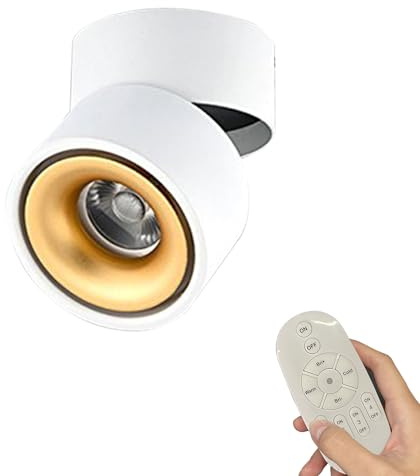 FSLiving Foco LED de techo empotrable regulable, foco de techo de aluminio, color blanco, orientable, 230 V, 7 W, con mando a distancia para cocina, salón, dormitorio BD0853