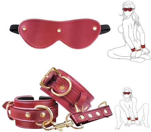 Manette in Pelle Regolabili per Camere da Letto per Cosplay (Rossa)