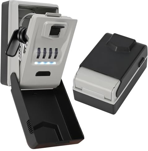 Pfloge Boîte à Clés avec Code & Éclairage – Boite A Clef Murale sécurisée en Alliage d’Aluminium, étanche & résistante aux intempéries – Boite A Clefs Securisee Exterieur pour Maison, Garage & Bureau