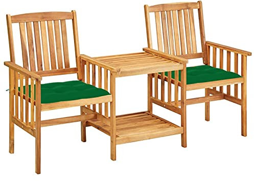 Fasba Akazienholz Massiv Gartenstühle mit Teetisch Kissen Bistroset Balkonset Gartenset Balkonmöbel Sitzgruppe Gartenmöbel Gartenstuhl
