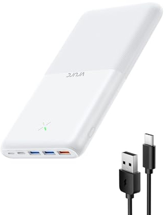 VRURC Power Bank 30000mAh, 22,5 W PowerBank USB C Batterie externe pour téléphone portable à charge rapide avec 4 sorties et 3 entrées Chargeur portable compatible avec iPhone, Samsung, Huawei - Blanc