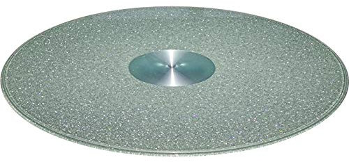 Piatto girevole in vetro temperato,spessore 10 mm,centrotavola Lazy Susan,piatto da portata grande,base per giradischi in vetro con vernice da forno,sabbia argentata,con fondo in acciaio e plastica (6