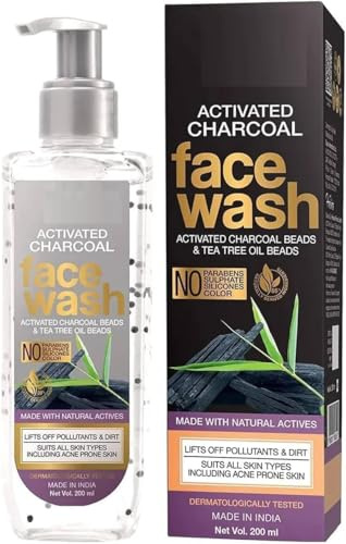 Skin Science Activated Charcoal Deep Cleansing Face Wash | Infused with Charcoal Beads | All Skin Types | Fresh, Clear Skin | Face Wash for Women & Men | 200 ml