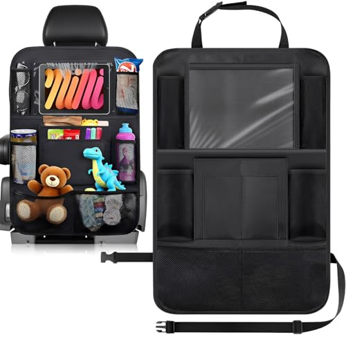 Esshogo Organizador de asiento de coche, protector de respaldo de coche, almacenamiento de juguetes para niños, protección impermeable del asiento trasero para niños