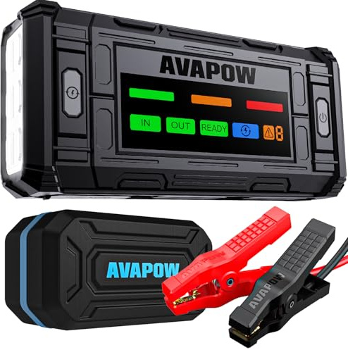 AVAPOW TJ18 3000A starthilfe powerbank für pkw mit Force Start, Tragbare Auto-Starthilfe für 8,0L Benziner & Diesel-Motoren, starthilfe powerbank mit 4-Zoll-Display