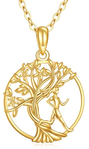 KECHO Collana con ciondolo in vero oro 14 carati Albero della vita, regalo di laurea, regalo di compleanno per donna, normal, Oro, Nessuna pietra preziosa