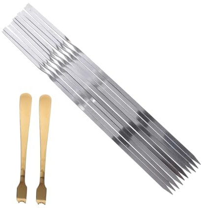 ibasenice 12 Pièces Brochettes Télescopiques Inoxydable pour Barbecue à Viande pour Camping Plein Air