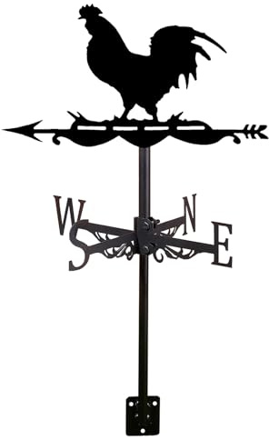 Banderuola a Forma di Gallo, indicatore di direzione del in Ferro battuto per Giardino pensile in Metallo, rto in Metallo per Prato da Giardino Decorativo per Esterni in Stile Fattoria