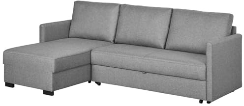Lourini® Sofá Cama Chaise Longue 3 Plazas 234 cm, Sofá Rinconera de Salón Grande en L, Máxima Comodidad, Extensible y Convertible para Esquinero, Moderno y Familiar, Sofa Bed Made in Portugal