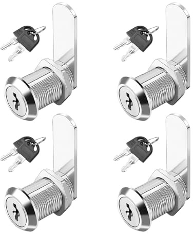 4 Pcs Locker Locks, 16mm Cabinet Locks with Key, Cabinet Lock for Security Mailbox, Drawer, Furniture, Cupboard, Toolbox & Post Box