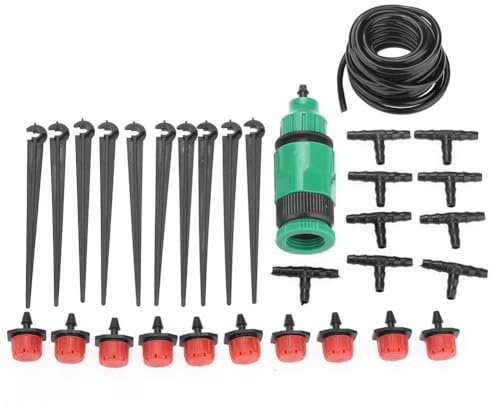Bonbela Garten Rasen Gewächshaus Mikrobewässerungssystem Kit Anlagen Gießen Schlauchdüsen Sprinkler (25m / 82 Fuß)