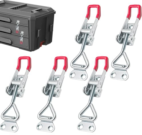 MYLERCT 5 Piezas Abrazadera de Palanca, Ajustable Cierre de Palanca, GH-4001 Abrazaderas Metalicas Pestillo, Fuerza de Sujeción 100 KG, para Armarios, Puertas, Cajones y Cajas de Almacenamiento