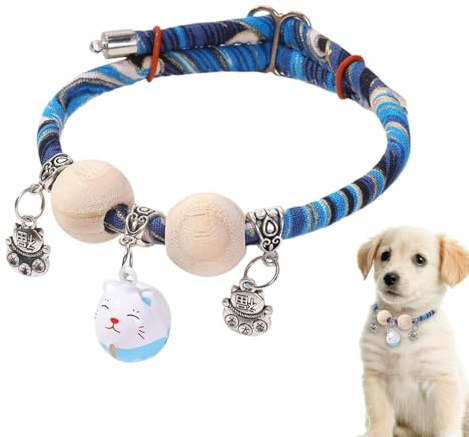 Kitten Collar Cedar-Bead Kitten Collar with Bell | All-Day Wear Animals Adjustable Necklace Aesthetic for Photography Training Travel Walking Holiday Yard