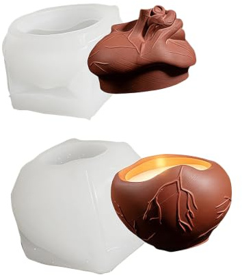 Stampo in silicone per cuore anatomico con coperchio per resina, set stampi per scatola Halloween per realizzare candele, artigianato in gesso e decorazioni per esposizioni stagionali