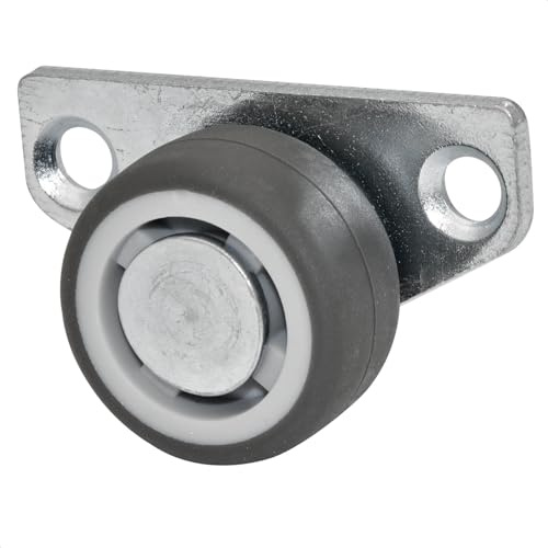 WAGNER Design Möbelrolle/Bettkastenrolle - Durchmesser Ø 30 mm, soft, Bauhöhe 35 mm, Stahl verzinkt, grau, Anschraubplatte 25 x 50 mm, Tragkraft 40 kg - 01075901