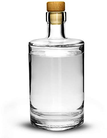 Galileo Flint Glass Bottle with Cork 17.6oz / 500ml - Set of 4 - Glass Bottle for Home Made Sloe Gin