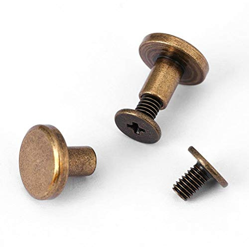 20 Sets Messing Knopfnieten mit flachem Kopf Bronze Lederwaren Schrauben Nagel Nieten DIY Lederhandwerk Metallniete für Gürtel Riemen Tasche Schuhe Dekoration (8 mm)