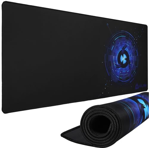 KLIM - Alfombrilla de ratón XL - Superficie Amplia - Alfombrilla de ratón Gaming Extra Grande - Base de Goma Antideslizante - Superficie con Textura de Alta precisión - 900 x 400 x 4 mm - Azul | Tela Microtexturizada, Control Preciso sin Importar Sensibilidad, Cubre Teclado y Ratón, Más Libertad de Movimiento, Azul