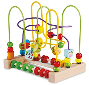 Teorema Giocattoli, Labirinto Didattico Montessori in Legno, Giocattolo per Bambini con Curve Motorie Colorate e Perline scorrevoli, Gioco Educativo in Legno, 18+ Mesi