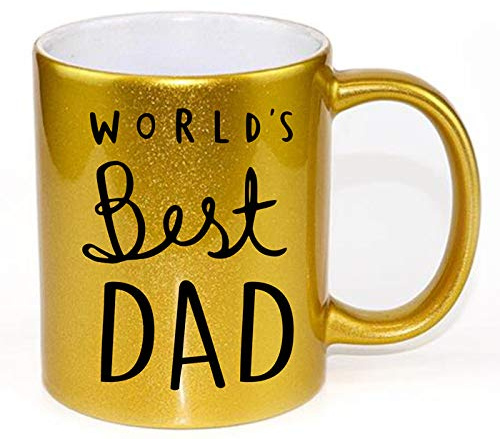 ZOROLUX Gold Worlds Best Dad Mug - Superb Fathers Day - Birthday Gift - Funny Novelty Joke Coffee Mug (Sparkling Gold)
