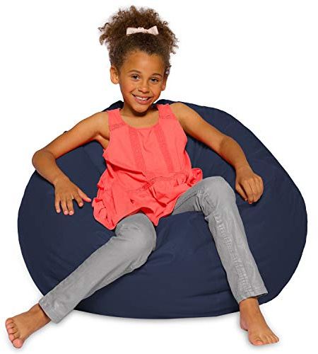 Posh Beanbags Bean Bag Chair, Large-38in, Solid Navy Blue