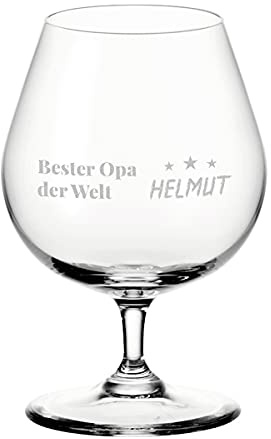 polar-effekt Leonardo Brandyglas 400 ml Cognac - Kristallglas - mit gravierten Wunschmotiv Name - Schwenker - spülmaschinentauglich - für Scotch, Whisky - Motiv Bester Opa Stern