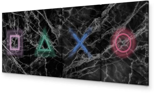 murando - Wandbilder XXL mehrteilige für Gamers Spielkonsole Vlies Leinwandbild 4 Teilig 240x90 cm Kunstdruck Wandbilder XXL Gamingzimmer Wanddekoration Gaming Deko Design Jugendzimmer Wand Bild