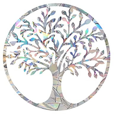 Prisma-Fensteraufkleber für Vogelschläge, Anti-Kollisions-Aufkleber, Stoppt Vögel, die in Fenster fliegen, (Baum des Lebens, 6 Stück)