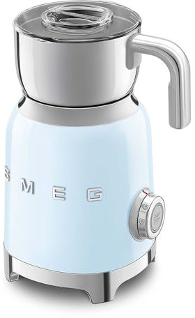 Smeg, Montalatte Multifunzione MFF11PBEU, con Sistema ad Induzione, 6 Programmi Preimpostati, Una funzione Manuale, Caraffa Removibile da 600 ml, Tappo Misuratore, Avvolgicavo Integrato, 500W, Azzurro