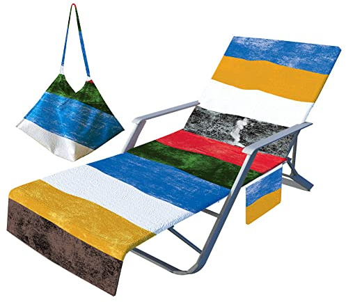 Morbuy Liegestuhl Handtuch mit Taschen, Farbe Streifen Drucken Strandtuch für Liegen Strandliegen Handtuch Handtücher für Strandliegen Mikrofaser Leicht Strandtuch mit Kapuze (Graffiti)