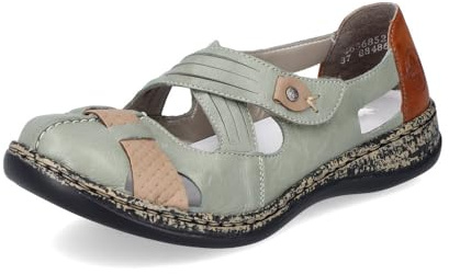 Rieker Femme Chaussures Basses 46368, Dame Chaussures Basses avec Velcro,Velcro,Chaussure de Ville,Sneaker,Vert (grün / 52),37 EU / 4 UK
