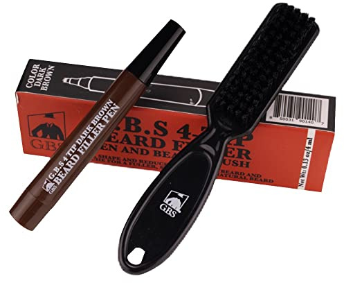 Beard Filler Pencil for Men Waterproof Beard Pen and Beard Brush Long Lasting Natural Look, Mustache Repair Shape, Define and Style Facial Hair (Brown