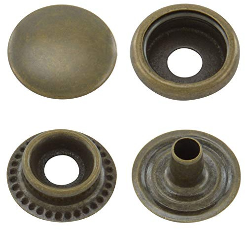 12,5 mm antike Messing Ringfeder Druckknöpfe zum nieten (25 Stück) - Rostfreie Snaps für Bekleidung, Taschen, Leder & DIY Handwerk, Nähzubehör