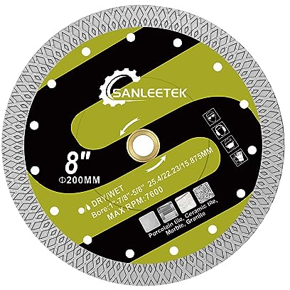 Disque Diamant pour Carrelage 200mm - X Maille Découpeuse Disque pour Carreaux Céramique Porcelaine Marbre Pierre Artificielle pour Scie Circulaire SANLEETEK