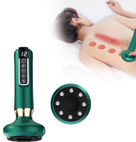 Elektrisches Schröpftherapie Set, intelligentes elektrisches Schröpfset, Vakuum-Schröpfmassagegerät, beheiztes Gua-Sha-Gerät mit Stahlkugeln, Kratzmassage zur Schmerzlinderung (Grün)