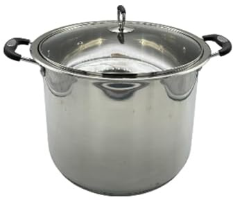 Bargain House – Stainless Steel Stock Pot with Glass Lid – Kitchen Essential – Robust & Durable– Immersed Cool Handles – Induction Bottom – Easy to Use and Maintain - 32 CM