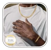 LOLIAS Pansarkedja män rostfritt stål personlig 5/9 mm breda länkar hiphop kedja man halsband och armband män silver för män pojkar längd 46–55 cm valbar