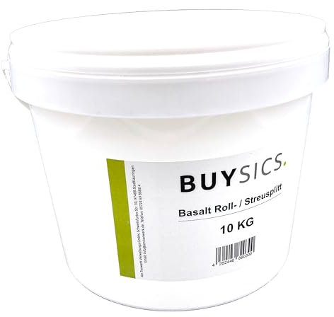 BUYSICS - Roll- Streusplitt aus natürlichem Basalt (2-5 mm) als umweltfreundliche Alternative für den Winter ohne Salz (Eimer, Basalt, 10 kg)