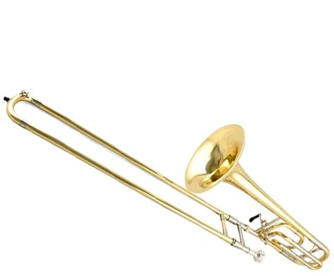 Posaune Instrument B-Dur/F-Tenor Posaune Mit Tonhöhenveränderung, Zugposaune Aus Messing, Goldlackiert, Mit Koffer Und Zubehör
